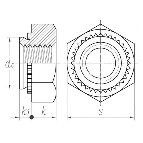 Tán tự giữ 6 cạnh thép HNU-032-0-ZI